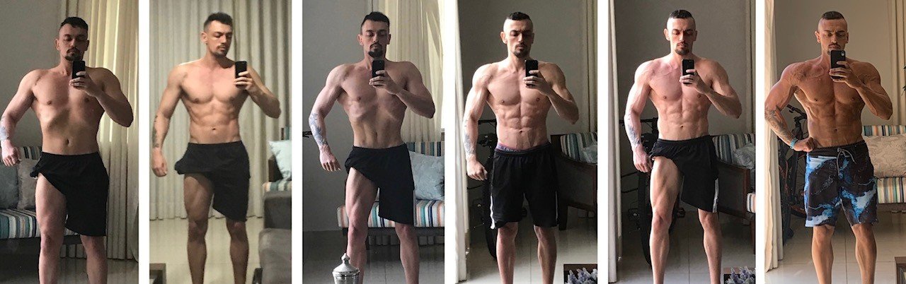 Sequência de fotos mostrando a evolução física do autor ao longo dos anos